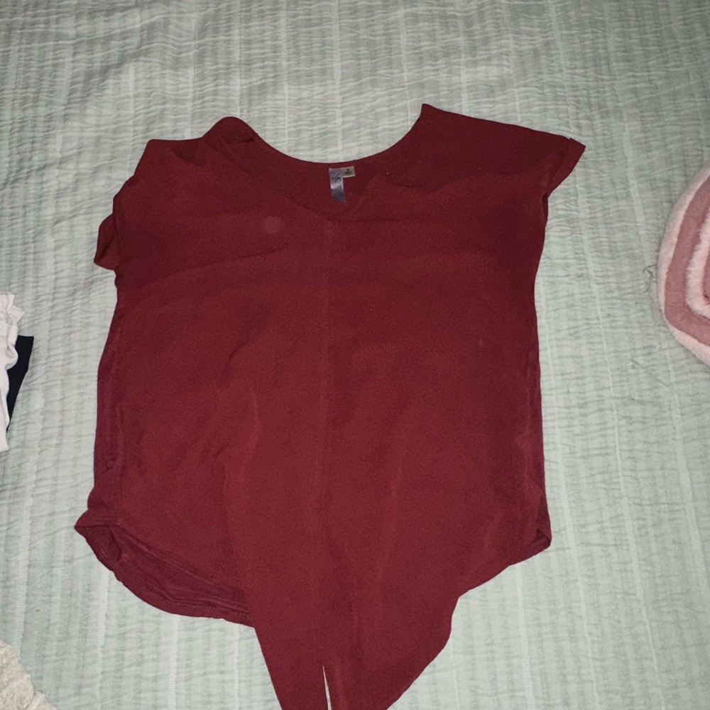 Alya Deep Red Short Sleeve Top